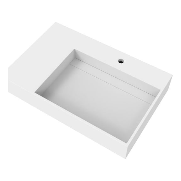 Castello USA Inc Juniper 30" Stone Right Basin Bathroom Sink in White