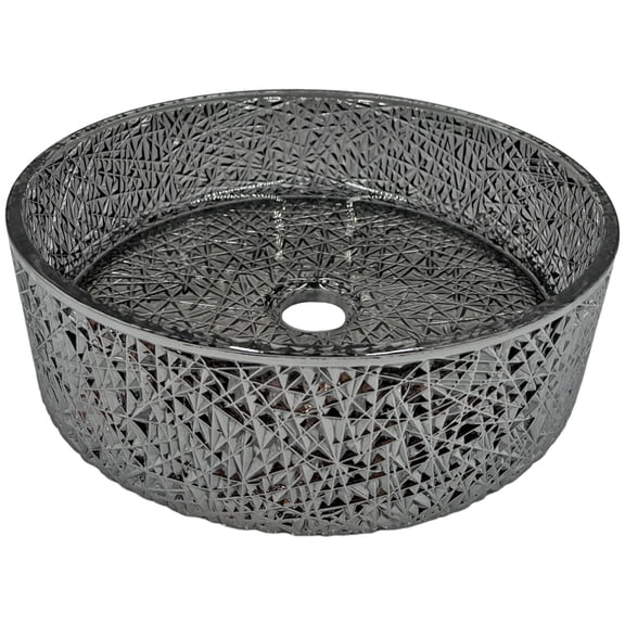 Stadium 14" Light Black Tempered Glass Circular Bathroom Vessel Sink