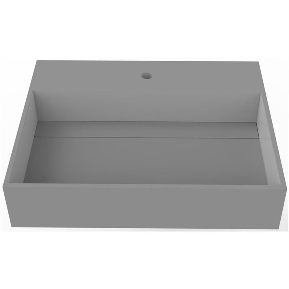 Gray 24" Wall-Mounted Stone Bathroom Sink with Concealed Drain