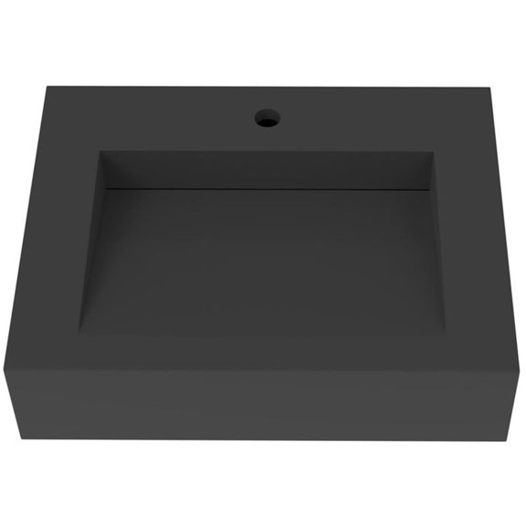 Castello USA Inc Pyramid 24" Solid Surface Manmade Stone Bathroom Sink in Black