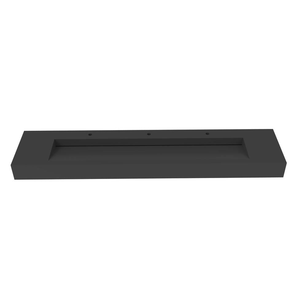 CastelloUSA Pyramid Solid Surface Wall-Mounted Bathroom Sink Black 84"