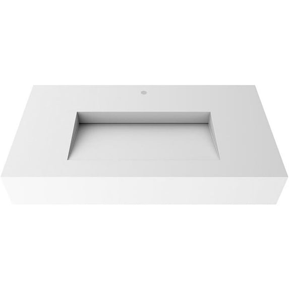 CastelloUSA Pyramid Solid Surface Wall-Mounted Bathroom Sink White 36"