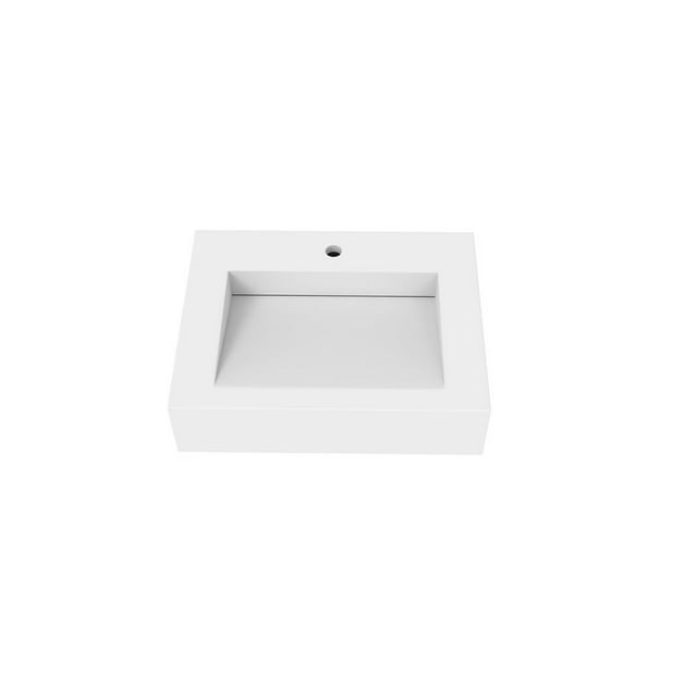 Castello USA WallMounted Solid Surface Single Bathroom Sink with Ramp