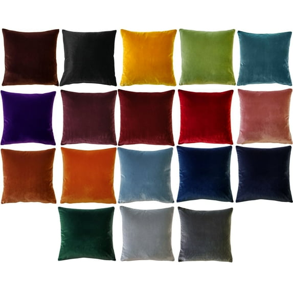 Castello Velvet Throw Pillows Medium Pile Soft 18 Colors 3 Sizes Polyfill Insert