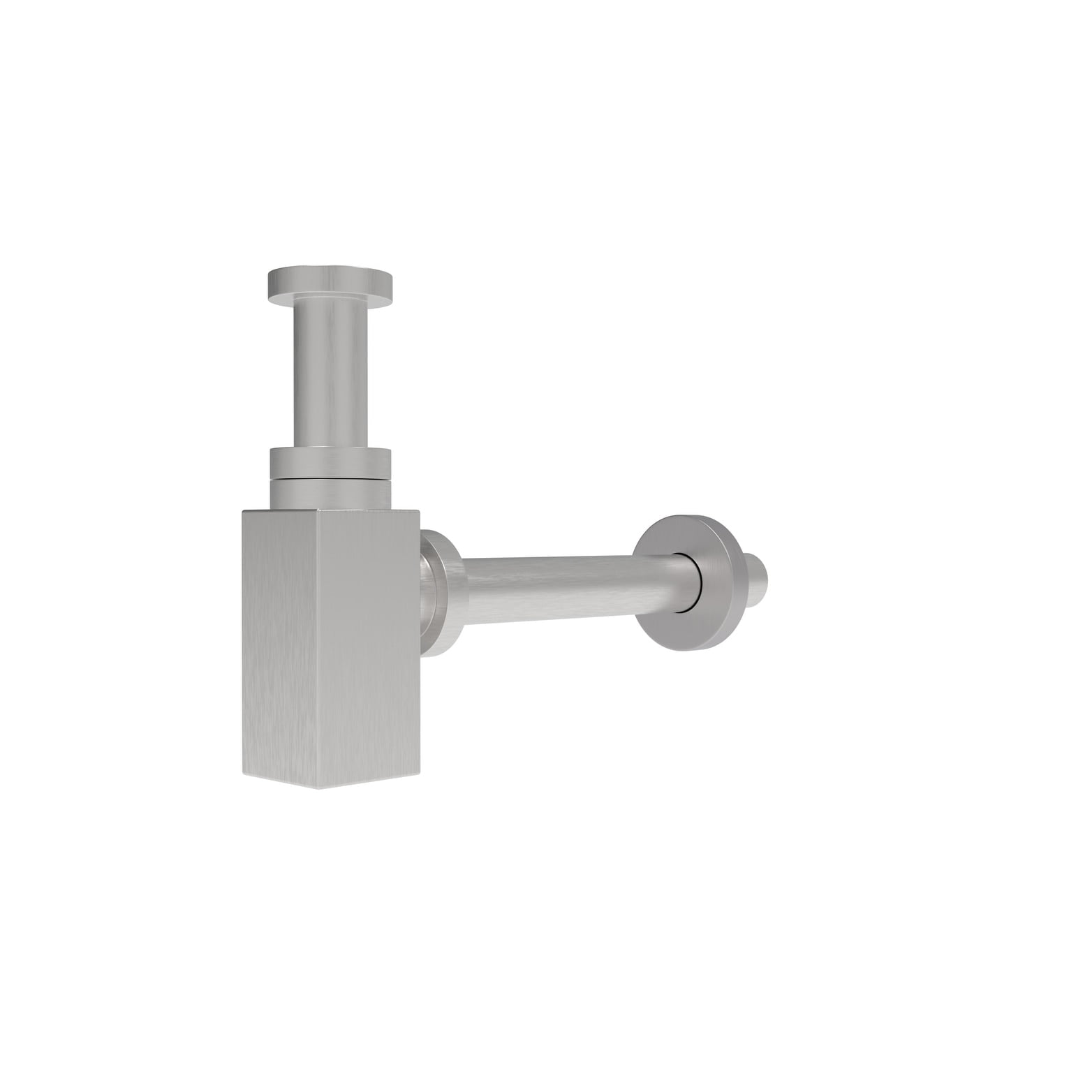 Brushed Nickel Adjustable Square Bottle P-Trap with 1.5" Drain