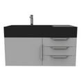 thumbnail image 1 of Amazon 36" Gray Wood Floating Vanity with Black Left Top in Brushed Trim, 1 of 8