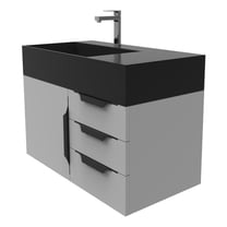Castello USA Amazon 36" Gray Wood Floating Vanity with Black Top and Black Trim