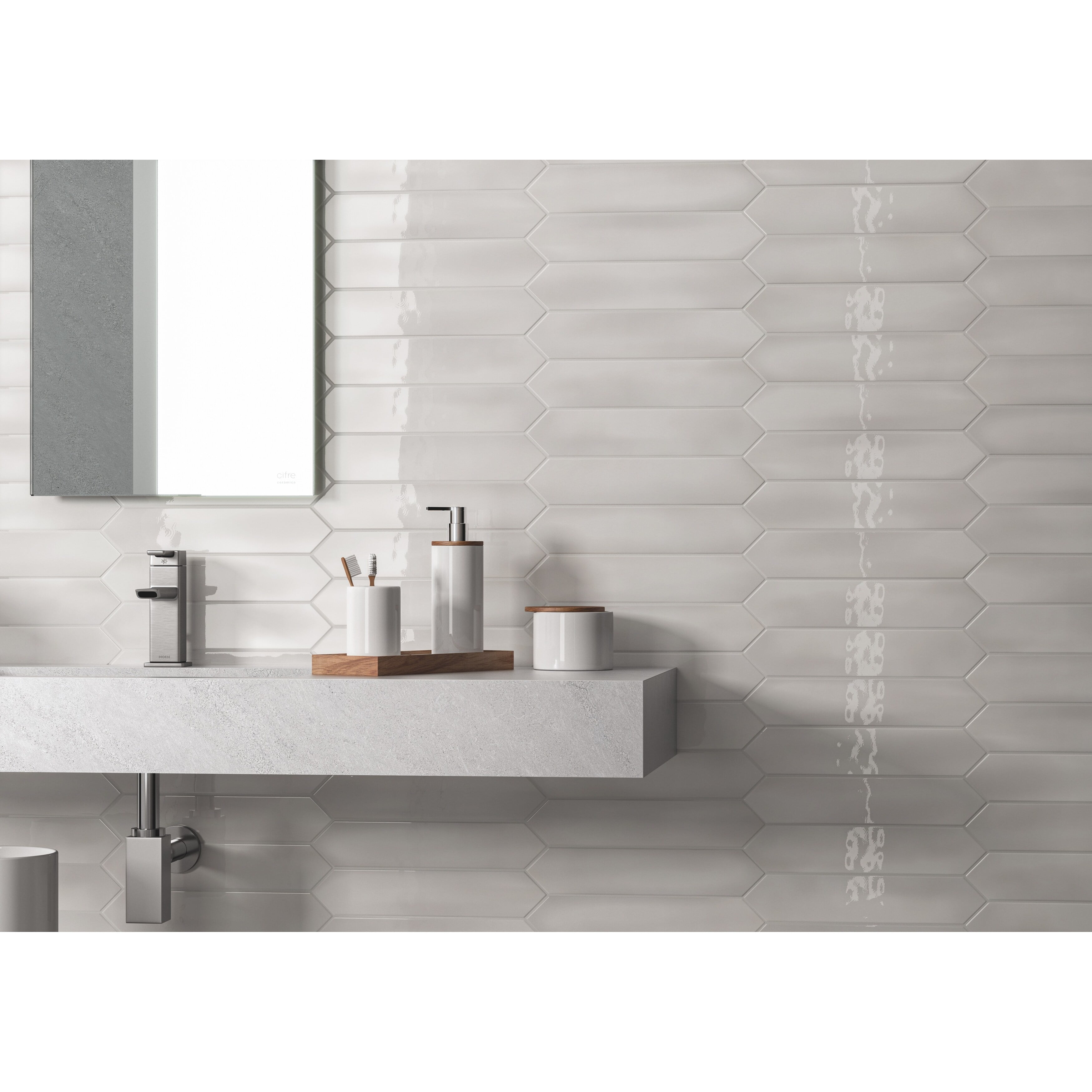 Italy White Glossy Ceramic 2.5" x 13" Picket Wall Tile