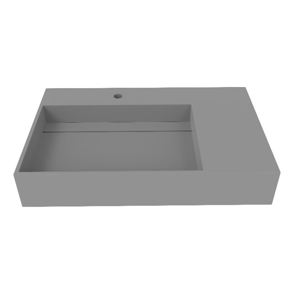Gray Stone Wall-Mounted Rectangular Vessel Sink