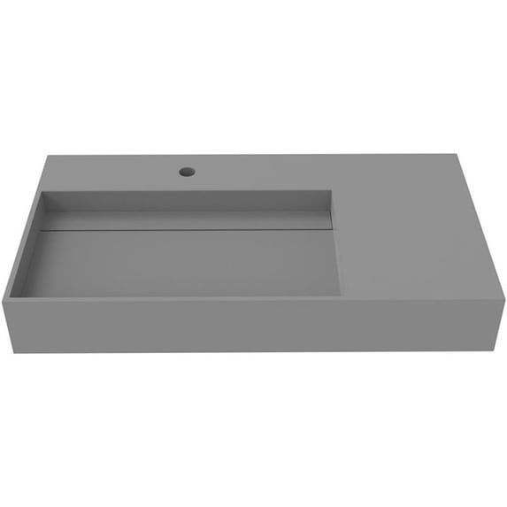 Castello USA Juniper Stone Solid Surface Wall-mounted Vessel Sink Grey 36" Left Basin
