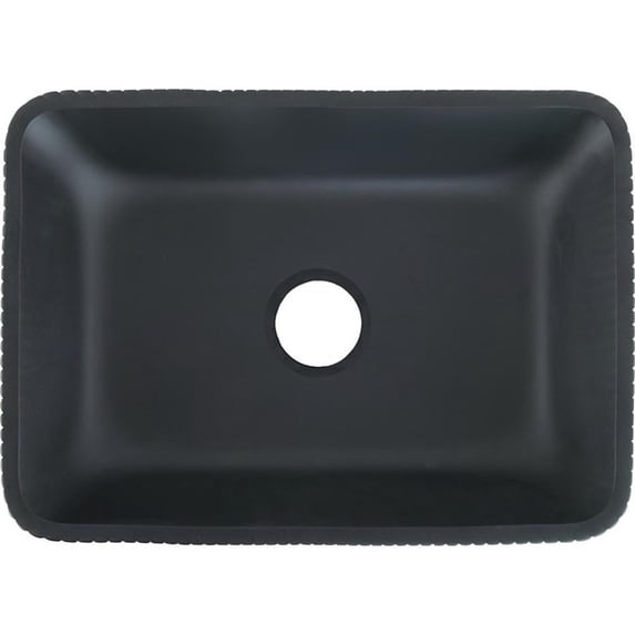Arete Rectangular Tempered Glass Vessel Bathroom Sink in Black