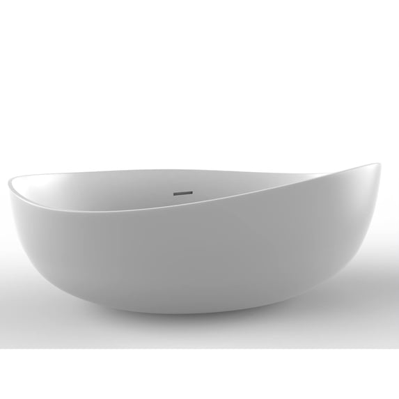 CastelloUSA Newport 71" Solid Surface Freestanding Soaking Bathtub in White, Gray, Black White