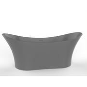 CastelloUSA Ocean 69" Solid Surface Freestanding Soaking Bathtub in White or Gray Grey