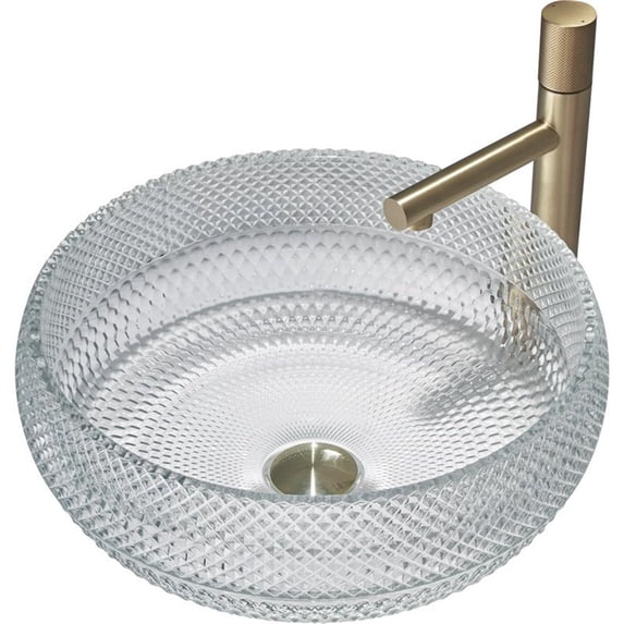 Pupura 17" Glass Circular Bathroom Vessel Sink in Clear