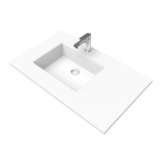 CastelloUSA Serenity 36" SolidSurface Bathroom Vanity Top with Left