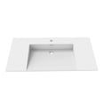 thumbnail image 1 of 36" White Solid Surface Stone Minimalist Wall Mount Bathroom Sink with Overflow, 1 of 8
