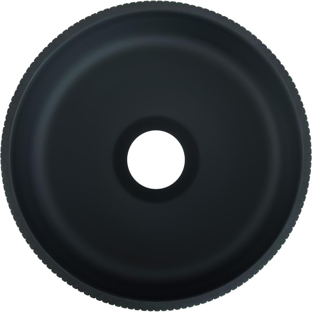 Matte Black Striped Tempered Glass Circular Vessel Sink 16.54"