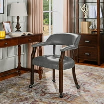 Caster  Captain's Chairs - Solid Wood Leg, Office & Dining, Swivel, Button Upholstered, 31.5'H Brown Leg & Dark Grey XXY1910DG