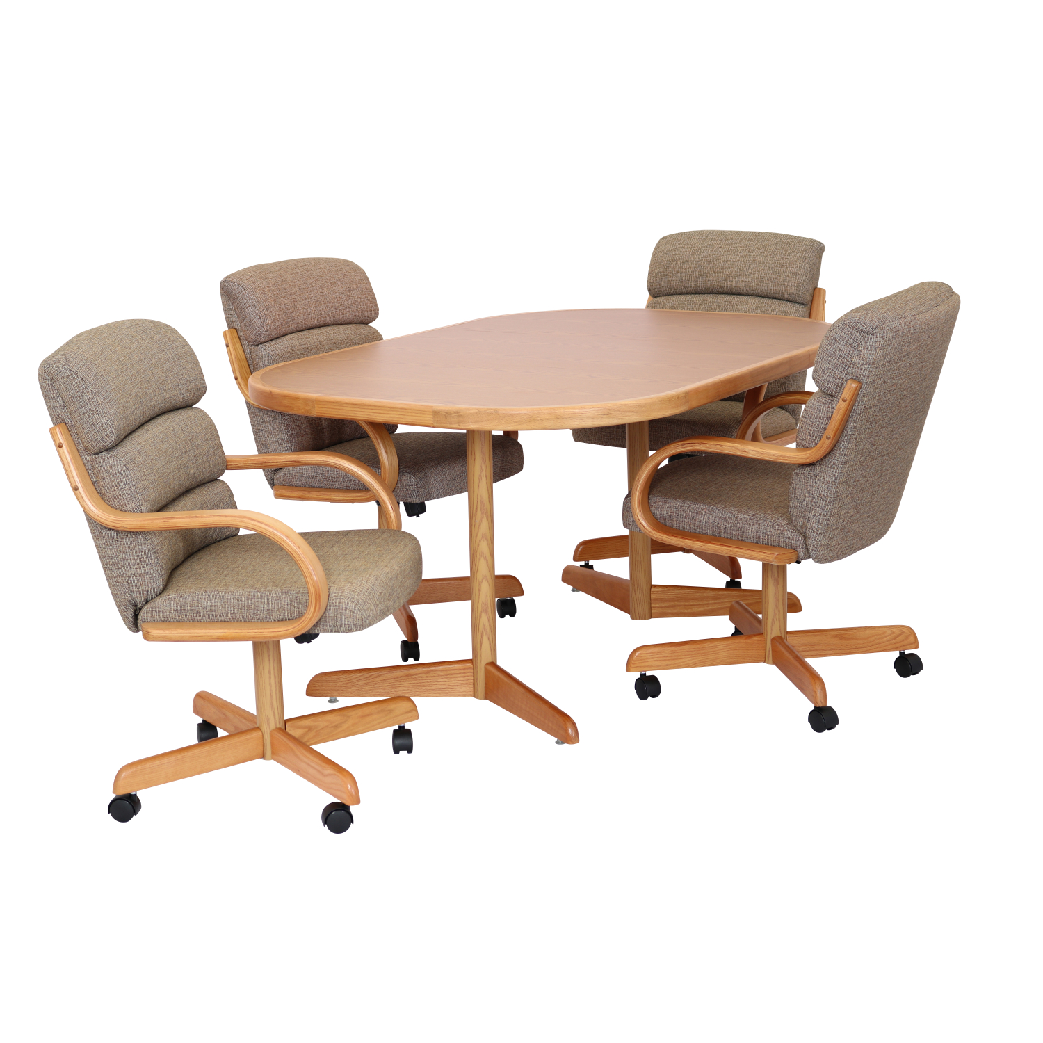 Caster Chair Company 5Piece 42x[42/60] Caster Dining Set Wood Edge Laminate Table Top & Pewter