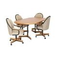 thumbnail image 1 of Caster Chair Company 5-Piece 42x[54/72] Caster Dining Set Wood Edge Laminate Table Top & Wheat Chairs, 1 of 15