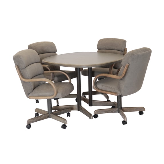 Caster Chair Company 5-Piece 42x42 Caster Dining Set Wood Edge Laminate Table Top & Graphite Chairs