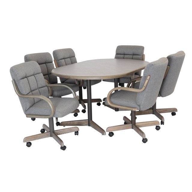 Caster Chair Company 7Piece 42x[42/60] Caster Dining Set Wood Edge