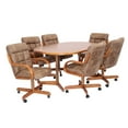 thumbnail image 1 of Caster Chair Company 7-Piece 42x[54/72] Caster Dining Set Wood Edge Laminate Table Top & Rawhide Chairs, 1 of 18