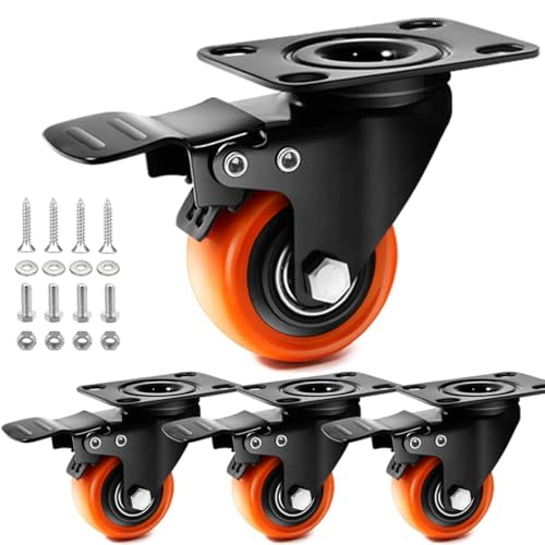 Caster Wheels- 2 Inch Casters Set of 4 Heavy Duty, Locking Industrial ...