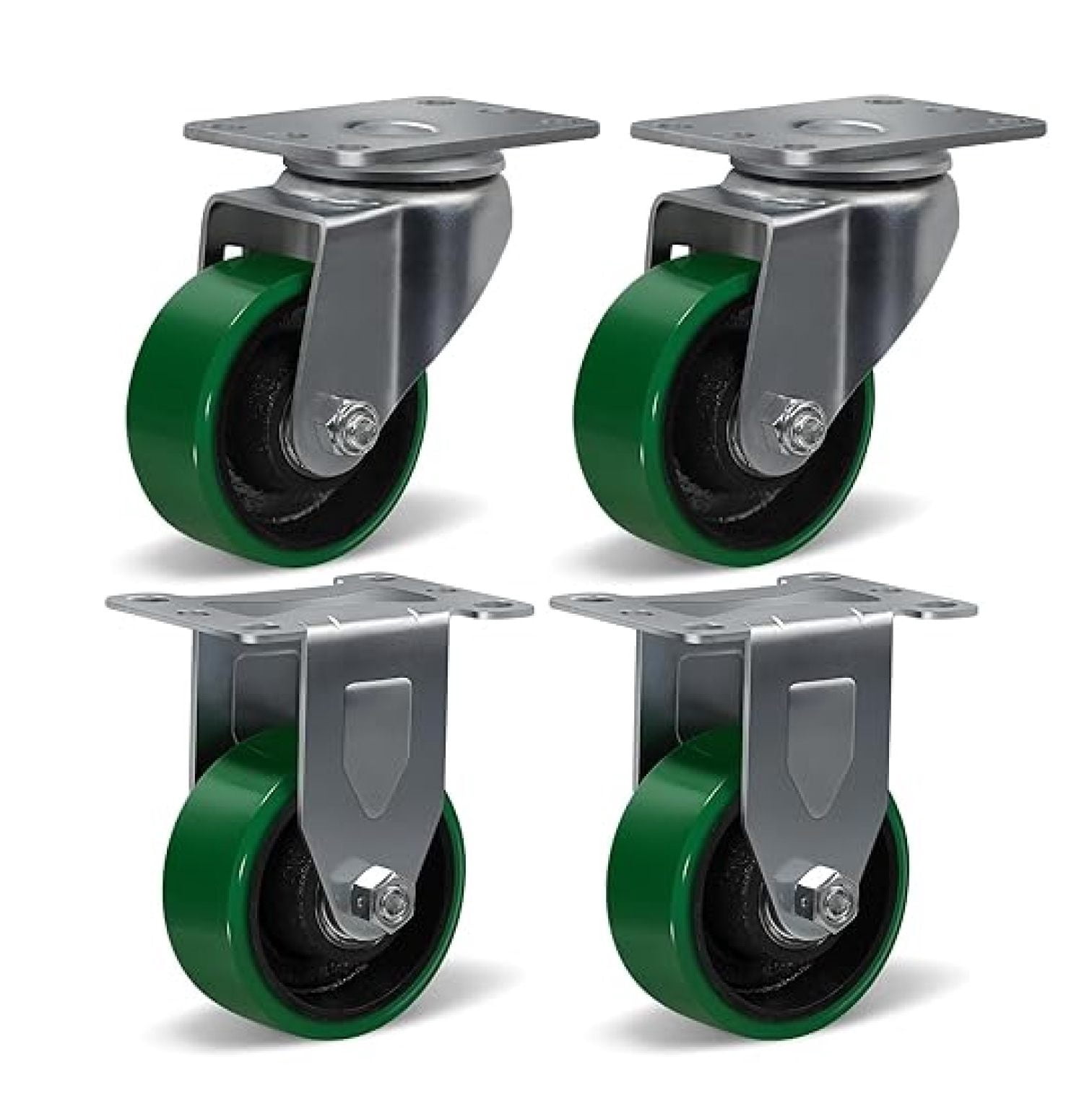 Caster Wheels, 3" Heavy Duty Industrial Casters Set of 4 with Load 1400lbs Capacity, Polyurethane Wheels for Cart Furniture(2 Swivel & 2 Rigid)