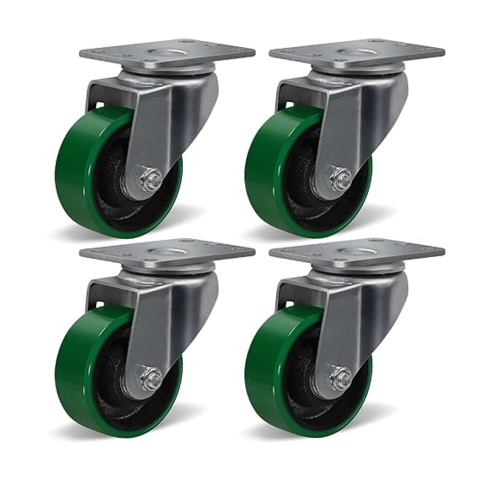 Caster Wheels, 3" Heavy Duty Industrial Casters Set of 4 with Load 1400lbs Capacity, Polyurethane Wheels for Cart Furniture(4 Swivel)