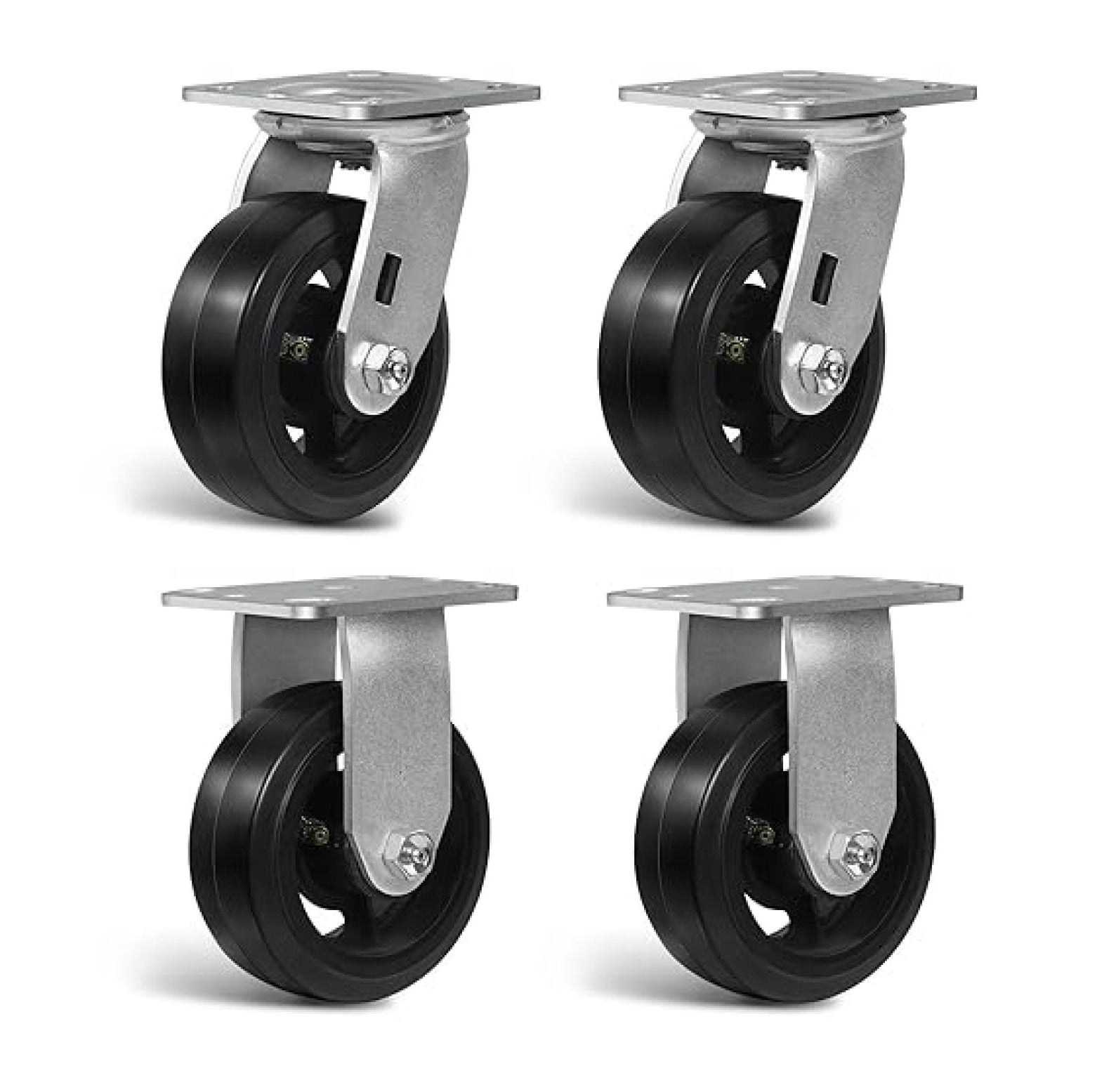 Caster Wheels, 5" Heavy Duty Industrial Casters Set of 4 with Load ...