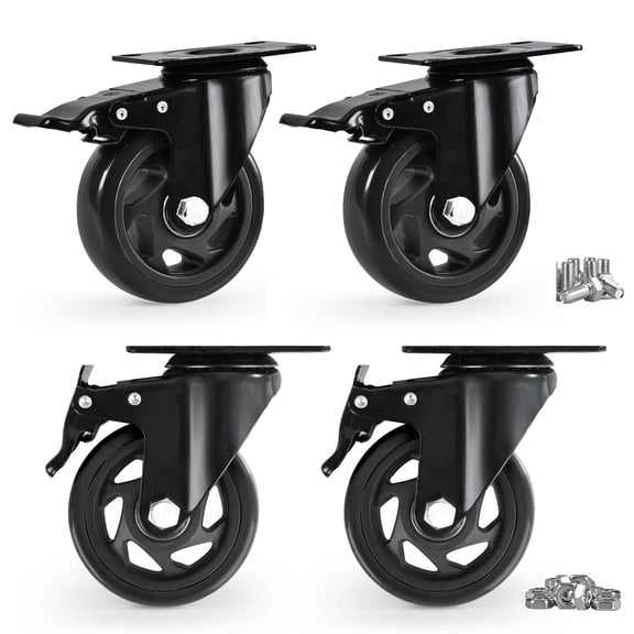 Caster Wheels Heavy Duty 4 Inch Casters Set Of 4 Locking Swivel For Cartniture And Workbench Black