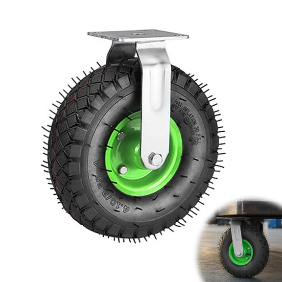 Caster Wheels Set - Pneumatic Caster Wheels with Brake - 10" Heavy Duty Casters Rubber Knobby Tread for Workbench Trolley and Wagon mounting Hardware Included - Type A