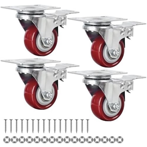 Caster Wheels Set of 4 with 2 Inch Plate Swivel Casters Polyurethane ...