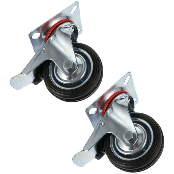 Homoyoyo Casters with Brake Noiseless Industrial Rubber Black for Furniture 2Pcs
