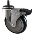 thumbnail image 1 of CasterHQ - 3-1/2" X 1.25" Black Polyurethane ON POLYOLEFIN Wheel- 1/2"-13x1" Threaded Stem - Total Locking Swivel Caster - 300 LBS Cap, 1 of 6