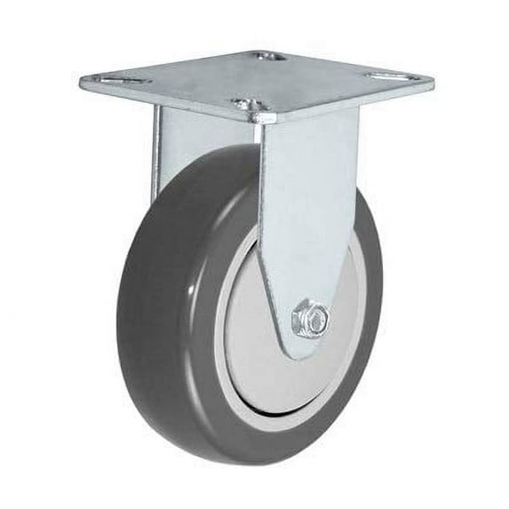 CasterHQ - 4" X 1-1/4" Rigid Caster | Gray Polyurethane ON POLYOLEFIN CORE Wheel | 300 LBS Capacity | Plate Size: 3-1/8" X 4-1/8"