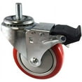 thumbnail image 1 of CasterHQ - 4" X 1.25" RED Polyurethane ON POLYOLEFIN Wheel - 1/2"-13x1-1/2" Threaded Stem - Total Locking Swivel Caster - 350 LBS Cap, 1 of 9