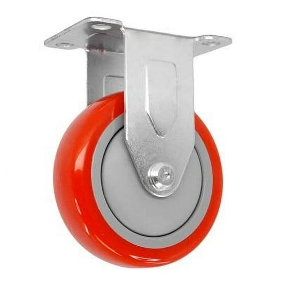 CasterHQ - 4" X 1.25" RED Polyurethane ON POLYOLEFIN Wheel - Rigid Caster - 325 LBS Capacity
