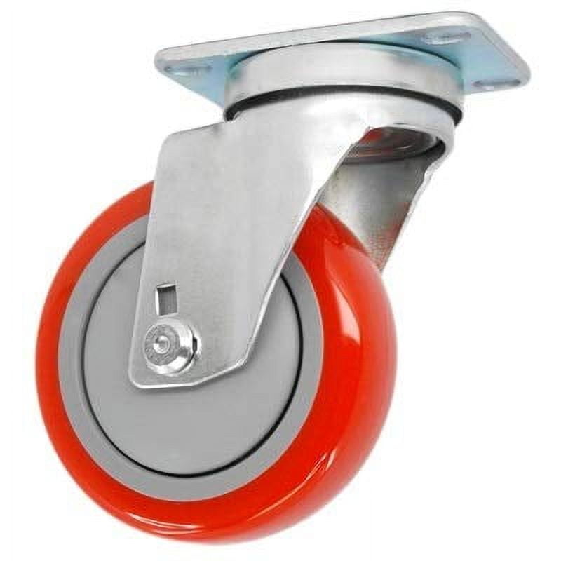 CasterHQ 4" X 1.25" RED Polyurethane ON POLYOLEFIN Wheel Swivel