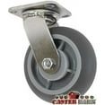 thumbnail image 1 of CasterHQ 5" X 2" INCH STAINLESS SWIVEL CASTER - THERMO PLASTIC RUBBER WHEEL - 350 LBS CAPACITY - 5 inch x 2 inch Medium Heavy Duty Industrial / Commercial 4" x 4-1/2" TOP PLATE, 1 of 3