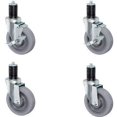 thumbnail image 1 of CasterHQ- 5 inch Gray TPR Caster Wheel Set for Commercial Kitchen PREP Tables, All Swivel - 2 Swivel with Brake & 2 Plain Swivel, 1 of 6