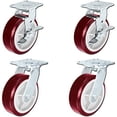 thumbnail image 1 of CasterHQ - 6" Heavy Duty Polyurethane Wheel Swivel Casters with Top Locking Brakes - Non Marring - 900 lbs Per Caster - Set of 4 | 3,600 lbs Capacity Per Set of 4, 1 of 9