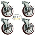 thumbnail image 1 of CasterHQ - 8" X 2" Swivel Caster Heavy Duty Polyurethane Wheel W/ Brakes 950lbs Each - Set of (4) Tool Box, 1 of 3