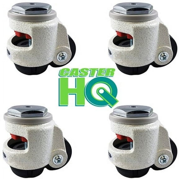 CasterHQ TP-60S - RETRACTABLE LEVELING MACHINE STEM CASTERS - 4 PACK - 2,400 LBS PER SET - THREADED STEM VERSION - HARDWARE INCLUDED