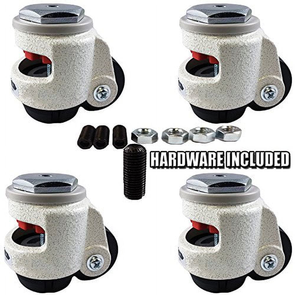 CasterHQ Wheel Master Retractable Leveling Machine Stem Casters 4 Pack 2,400 lbs Per Set