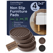 CasterMaster 2 x 2 inch Round Brown Rubber Furniture Gripper & Pad - 4 Piece Pack