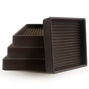 CasterMaster 4" x 4" Brown Square Rubber Furniture Grips Caster Cups,  Pad & Slider, 4-Piece Pack, 4 inch