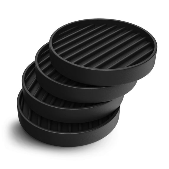 CasterMaster Rubber Caster Pads 2 inch Furniture Sliders, Pad & Slider, Black, Round, 4-Piece Pack