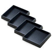 CasterMaster Rubber Furniture Gripper Caster Pads, 3" x 3", Black, Square, Rubber, Non-Slip, 4 Piece